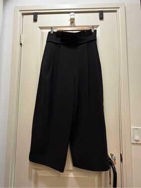 COS Black High-Rise Wide-Leg Cropped Trousers